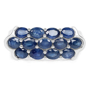 Bids.com 2.60 Carat Genuine Blue Sapphire .925 Sterling Silver Ring Rings