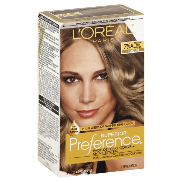 Superior Preference Superior Preference L'Oreal Paris Fade-Defying Shine Permanent Hair Color, 7.5A Medium Ash Blonde, 1 Kit Hair Color White Smoke