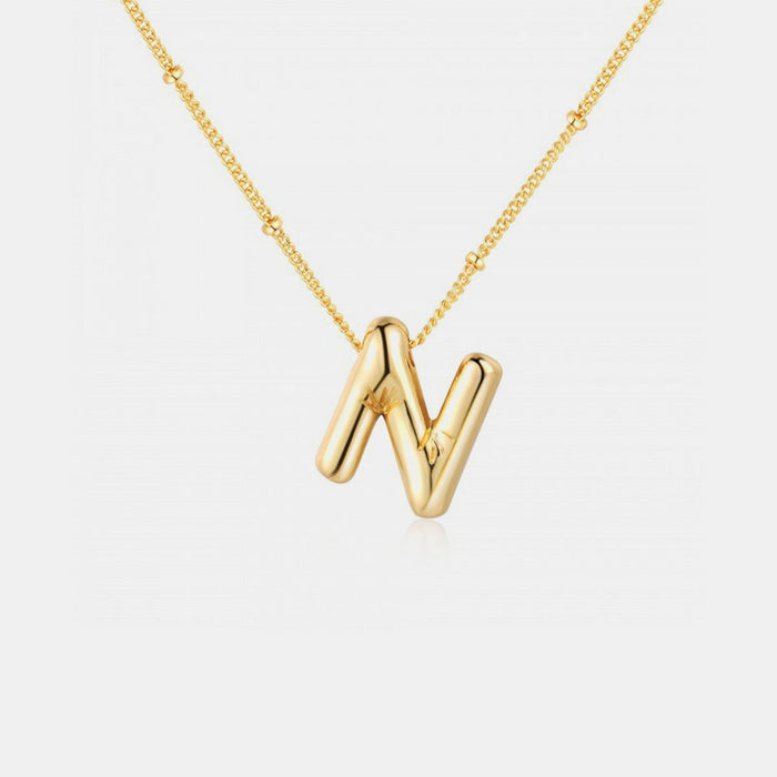 Gold-Plated Letter Pendant Necklace