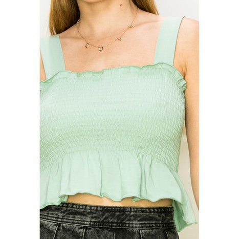 Trend Times Smocked Ruffled Crop Top