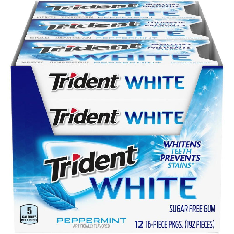 Trident Trident White Peppermint Sugar Free Gum, 9 Packs Of 16 Pieces Candy & Chocolate White Smoke