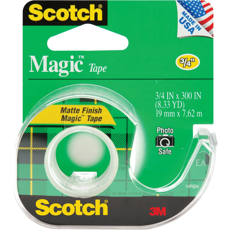 Scotch Scotch 105 Magic Matte Finish Tape With Plastic Dispenser, 3/4" X 300" Wig Glue & Tape White Smoke