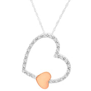 Bids.com 10KT Two Tone Gold 1/6 cttw Diamond Floating Heart Pendant Necklace (K-L, I1-I2) Necklaces