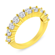 Bids.com 14K Yellow Gold Plated .925 Sterling Silver 2.0 Cttw Round Brilliant Cut Diamond 10 Stone Anniversary Band Ring (J-K Color, I1-I2 Clarity) - Size 7 Rings