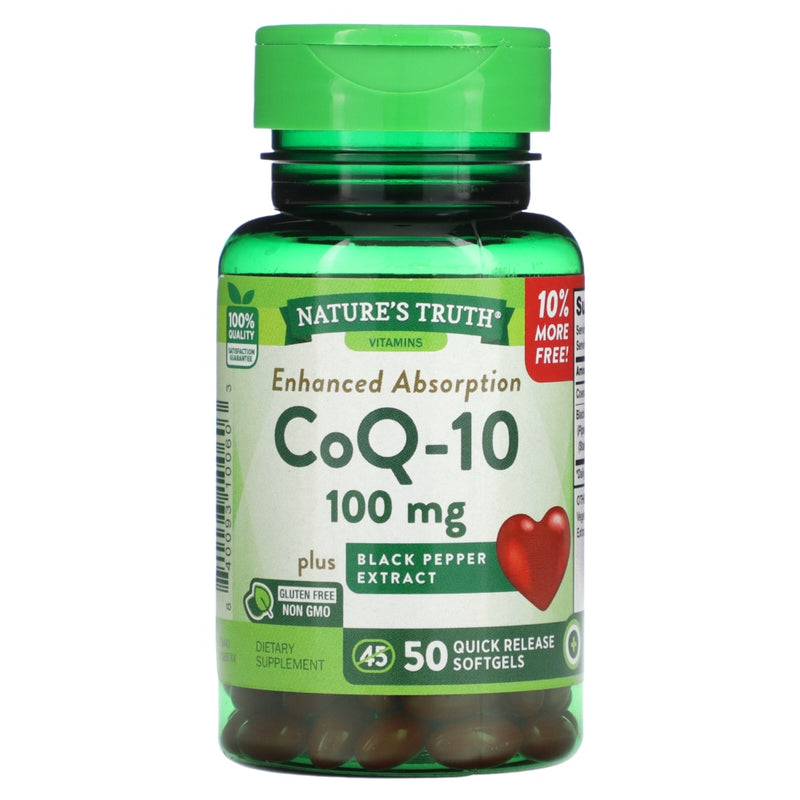 Nature's Truth Nature's Truth CoQ-10 +Black Pepper Extract 100Mg Softgels 45+5 Bonus Vitamins & Supplements
