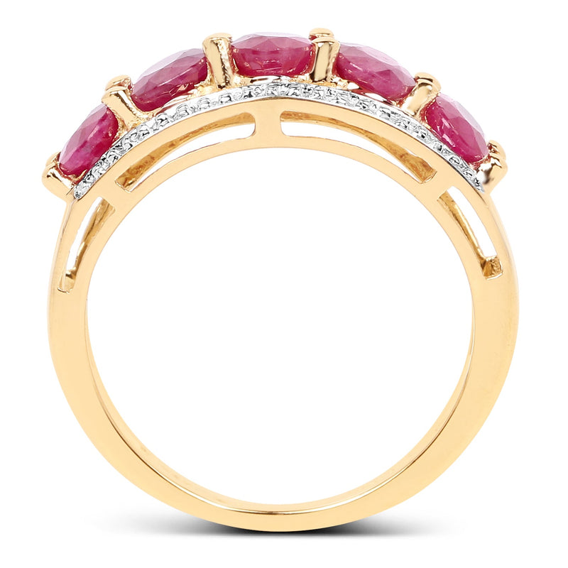 Bids.com 14K Yellow Gold Plated 1.90 Carat Genuine Ruby .925 Sterling Silver Ring Rings