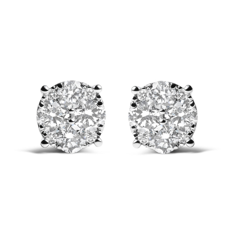 Bids.com 14K White Gold 2.00 Cttw Lab Grown Diamond Cluster Stud Earrings (G-H Color, VS1-VS2 Clarity) Earrings