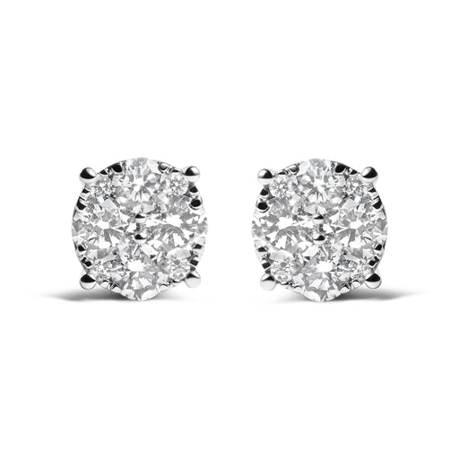 Bids.com 14K White Gold 2.00 Cttw Lab Grown Diamond Cluster Stud Earrings (G-H Color, VS1-VS2 Clarity) Earrings
