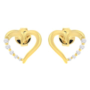 Bids.com 14K Yellow Gold 1/8 Cttw Diamond Journey Heart Hoop Earrings (K-L Color, I1-I2 Clarity) Earrings