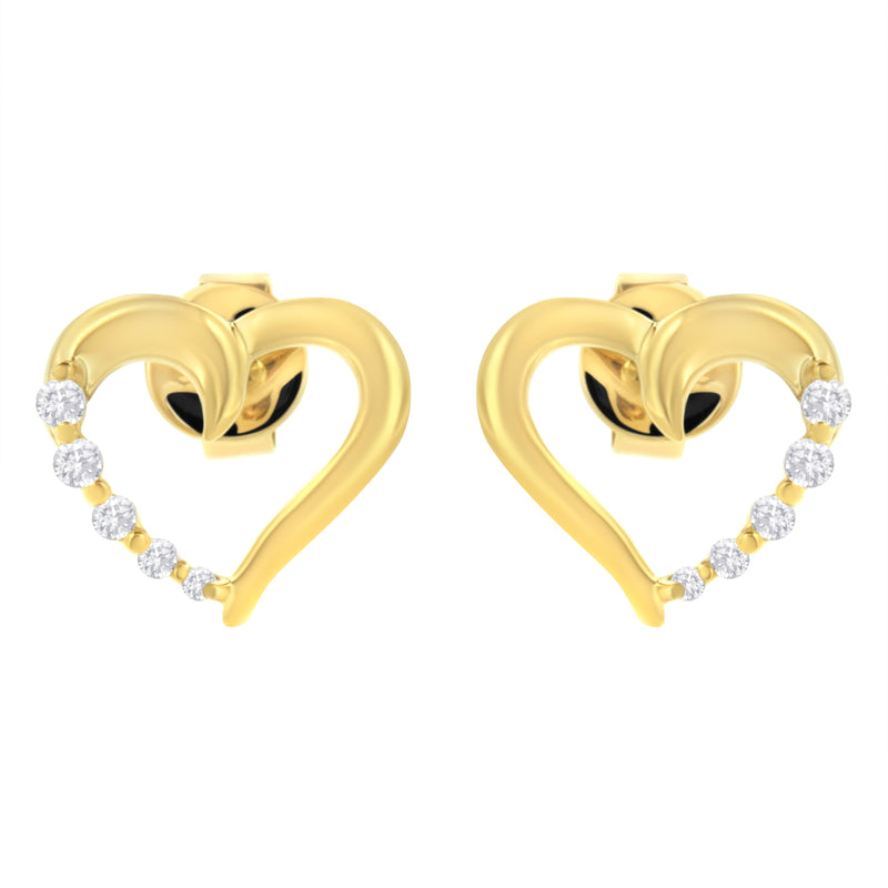 Bids.com 14K Yellow Gold 1/8 Cttw Diamond Journey Heart Hoop Earrings (K-L Color, I1-I2 Clarity) Earrings