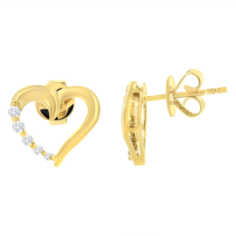 Bids.com 14K Yellow Gold 1/8 Cttw Diamond Journey Heart Hoop Earrings (K-L Color, I1-I2 Clarity) Earrings