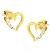 Bids.com 14K Yellow Gold 1/8 Cttw Diamond Journey Heart Hoop Earrings (K-L Color, I1-I2 Clarity) Earrings