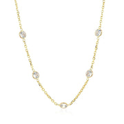 Bids.com 14k Yellow Gold CZ By the Yard Long Links Necklaces