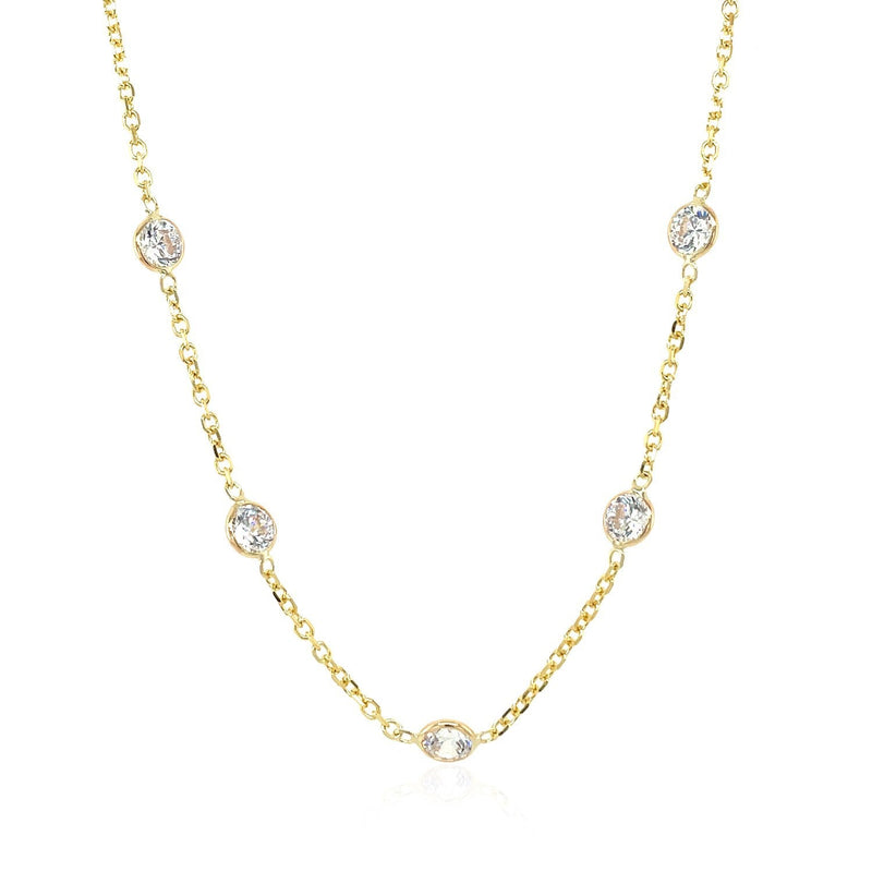 Bids.com 14k Yellow Gold CZ By the Yard Long Links Necklaces