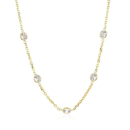 Bids.com 14k Yellow Gold CZ By the Yard Long Links Necklaces