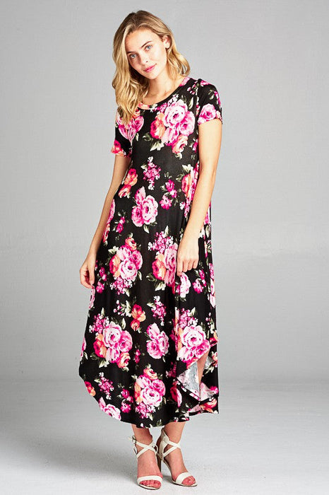 FLORAL SWING CASUAL MAXI DRESS