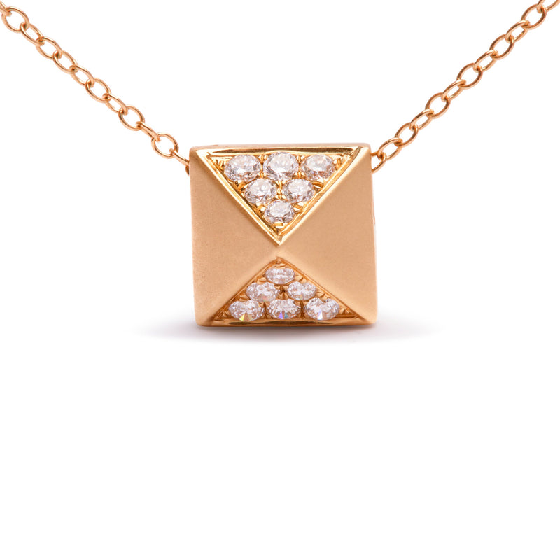 Bids.com 14K Yellow Gold 1/4 Cttw Diamond Matte Finished Pyramid Pendant Necklace (G-H Color, SI1-SI2 Clarity) - 18 Inches Necklaces