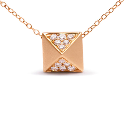Bids.com 14K Yellow Gold 1/4 Cttw Diamond Matte Finished Pyramid Pendant Necklace (G-H Color, SI1-SI2 Clarity) - 18 Inches Necklaces