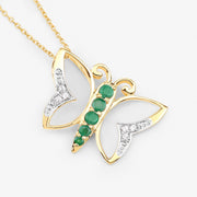 Bids.com 0.51 Carat Genuine Emerald and White Zircon .925 Sterling Silver Necklace Necklaces