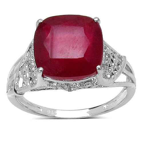 Bids.com 4.20 ct. t.w. Glass Filled Ruby and White Topaz Ring in Sterling Silver Rings