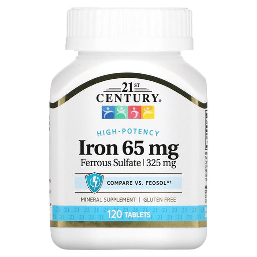 21st Century 21st Century Ferrous Sulfate 65mg Iron Supplement – 100 Tablets – Supports Iron Deficiency & Vitality Vitamins & Supplements