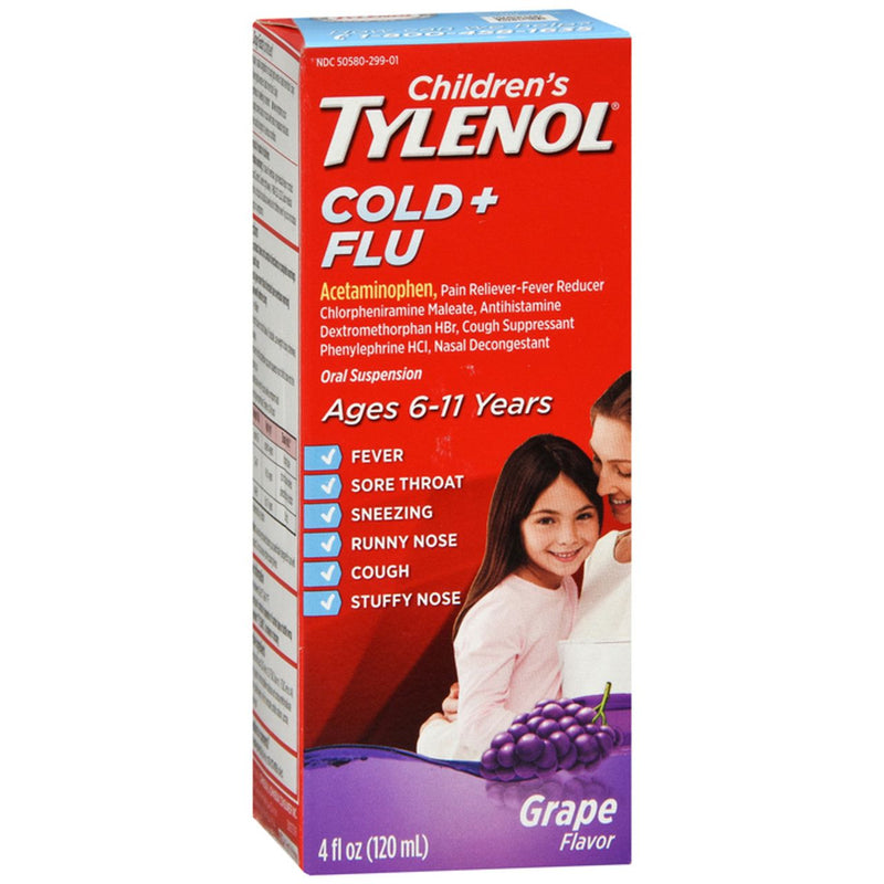Children's Tylenol Children's Tylenol® Cold + Flu Oral Suspension – Grape Flavor (4 Fl Oz) Health & Beauty