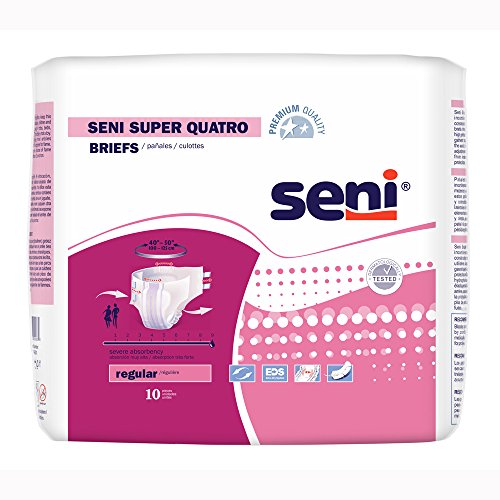 Seni Seni Super Quatro Adult Incontinence Brief Regular Heavy Absorbency Breathable / Overnight, S-RE10-BQ1, Severe Medical