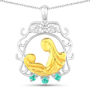 Bids.com 0.09 Carat Genuine Emerald .925 Sterling Silver Pendant Pendants