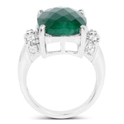 Bids.com 8.50 Carat Dyed Emerald and White Topaz .925 Sterling Silver Ring Rings