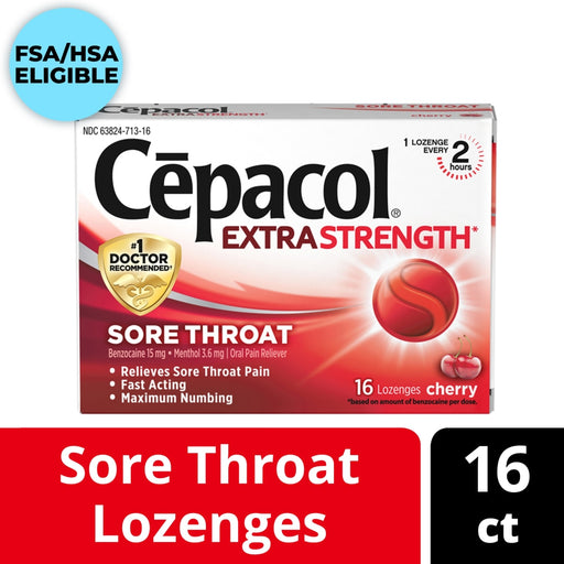 Cepacol Cepacol Extra Strength Cherry Sore Throat Lozenges 16 Ea Box Health & Beauty White Smoke