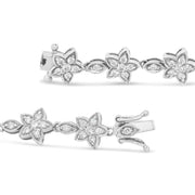 Bids.com 14K White Gold 1 1/5 Cttw Round Diamond Flower Blossom Link Bracelet (H-I Color, SI1-SI2 Clarity) - Size 7" Bracelets