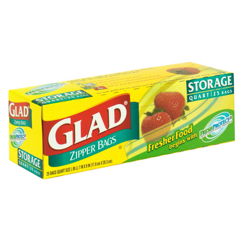 Glad Glad Zipper Storage Bags, Quart Size 25 Bags Storage & Organization White Smoke