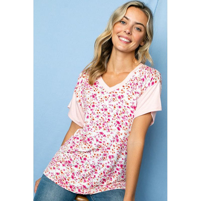 Dizzy Floral Solid Mix Boxy Top