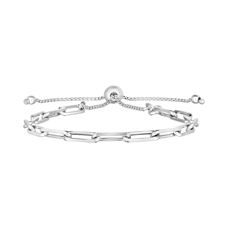Bids.com Sterling Silver Paperclip Chain Adjustable Bracelet Bracelets