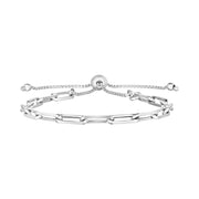 Bids.com Sterling Silver Paperclip Chain Adjustable Bracelet Bracelets