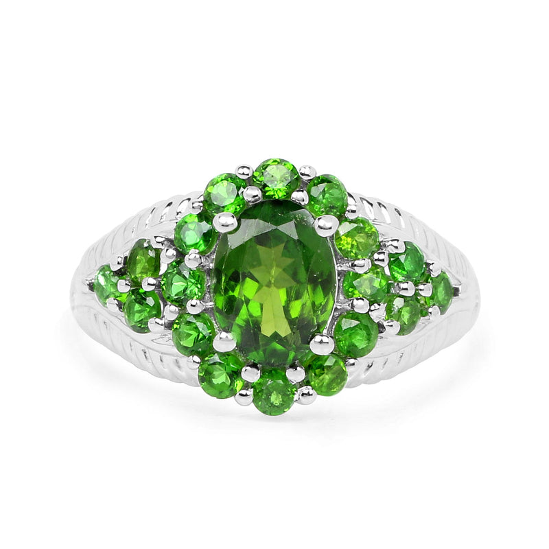 Bids.com 2.28 Carat Genuine Chrome Diopside .925 Sterling Silver Ring Rings