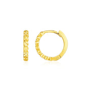Bids.com 14k Yellow Gold Petite Textured Round Hoop Earrings Earrings
