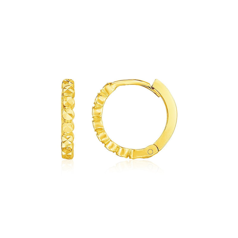 Bids.com 14k Yellow Gold Petite Textured Round Hoop Earrings Earrings