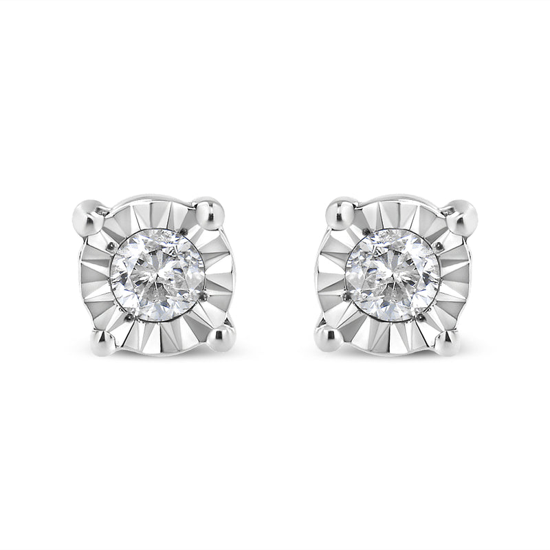 Bids.com 10K Yellow Gold Plated .925 Sterling Silver 1/10 Cttw Round Brilliant-Cut Diamond Miracle-Set Stud Earrings (J-K Color, I3 Clarity) Earrings