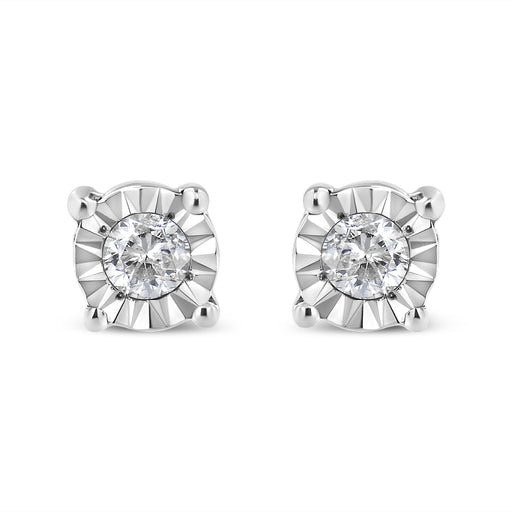 Bids.com 10K Yellow Gold Plated .925 Sterling Silver 1/10 Cttw Round Brilliant-Cut Diamond Miracle-Set Stud Earrings (J-K Color, I3 Clarity) Earrings
