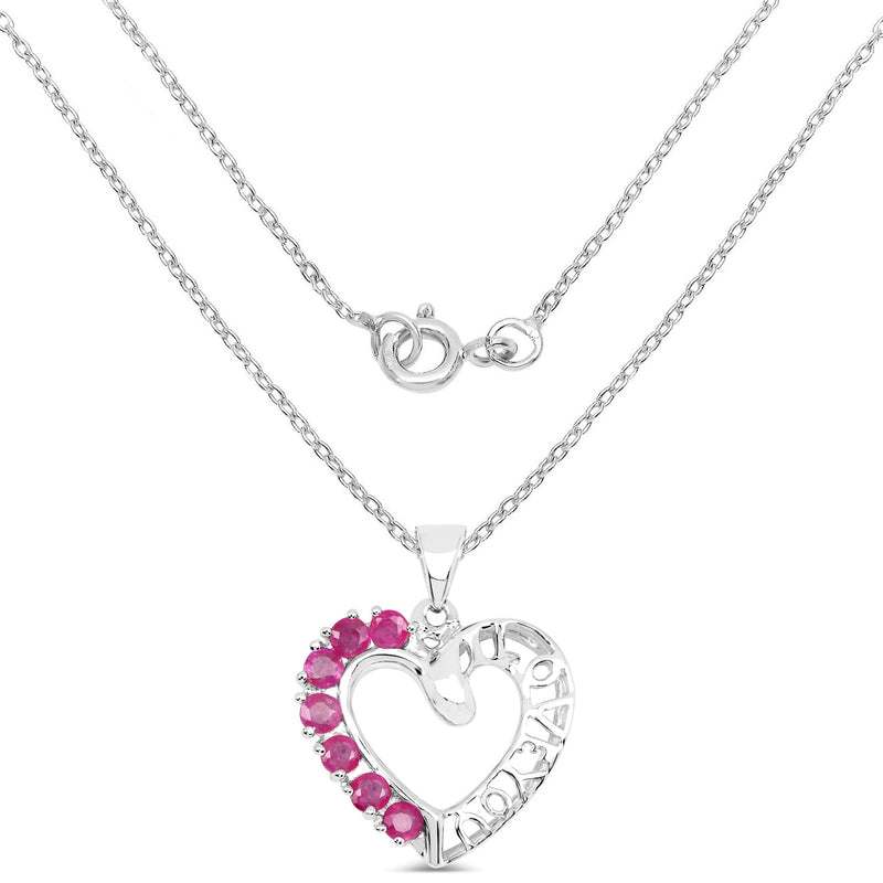 Bids.com 0.91 Carat Genuine Ruby .925 Sterling Silver Pendant Pendants