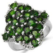 Bids.com 3.73 Carat Genuine Chrome Diopside .925 Sterling Silver Ring Rings