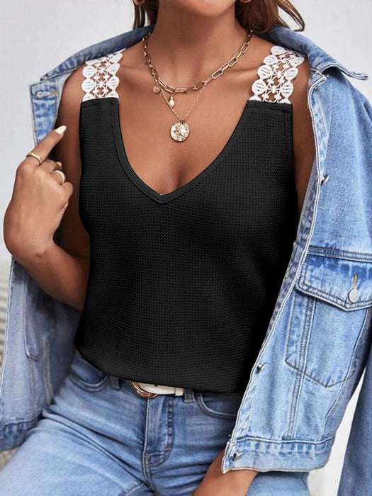 Lace Detail V-Neck Tank