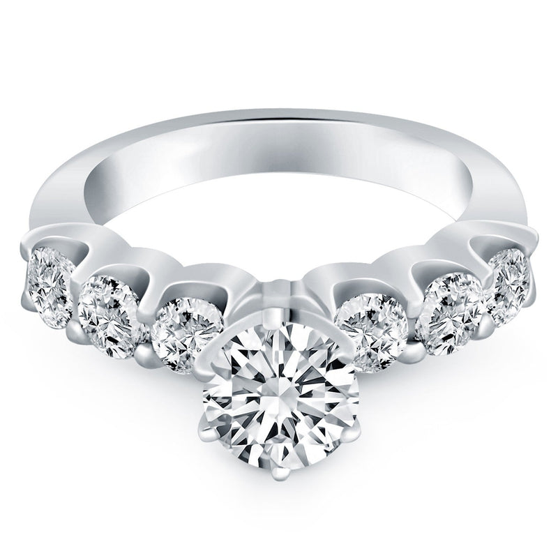 Bids.com 14k White Gold Shared Prong Diamond Engagement Ring Rings