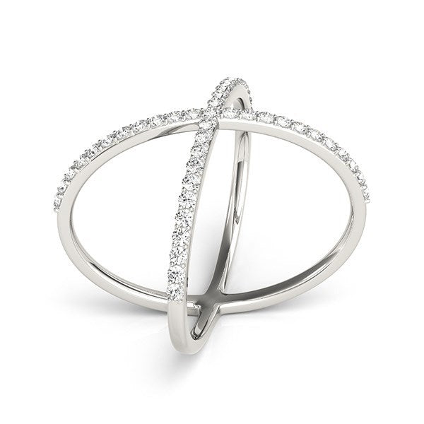 Bids.com 14k White Gold X Style Thin Ring with Diamonds (1/2 cttw) Rings