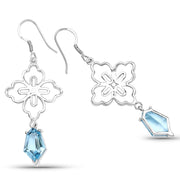 Bids.com 12.14 Carat Genuine Swiss Blue Topaz .925 Sterling Silver Earrings Earrings