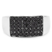 Bids.com 0.43 Carat Genuine Black Diamond .925 Sterling Silver Ring Rings