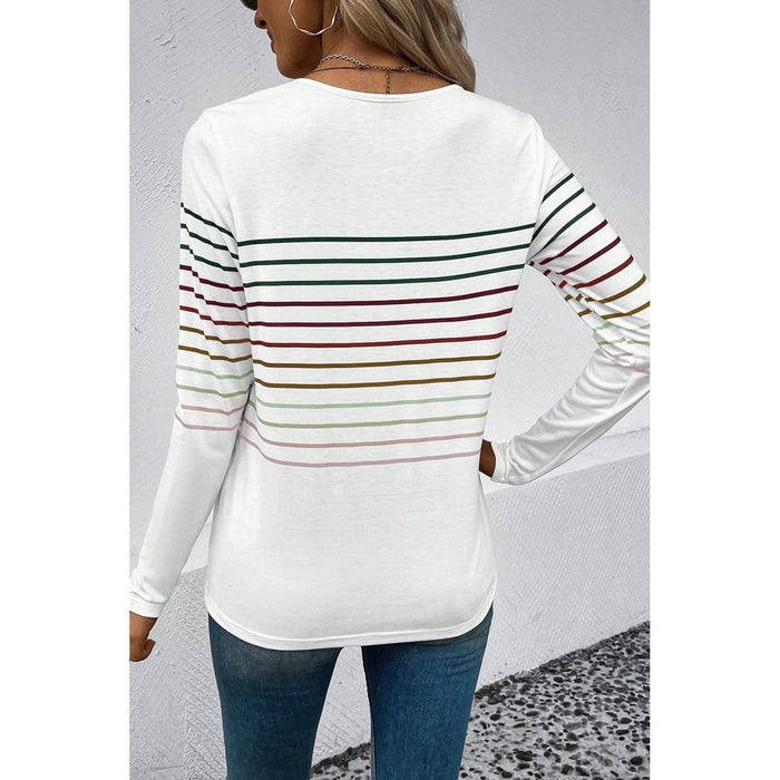 Striped Round Neck Long Sleeve T-Shirt