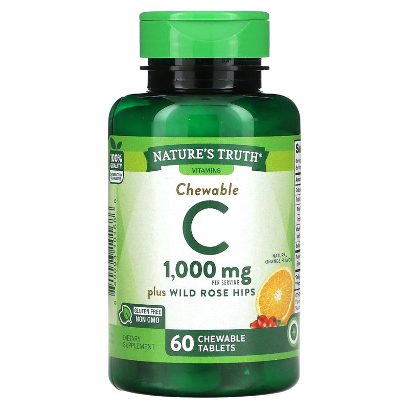 Nature's Truth Nature's Truth Vitamin C 1000mg + Wild Rose Hips, Immune Support, 60 Chewable Tablets Vitamins & Supplements