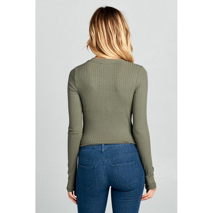 round neck long sleeve crop top